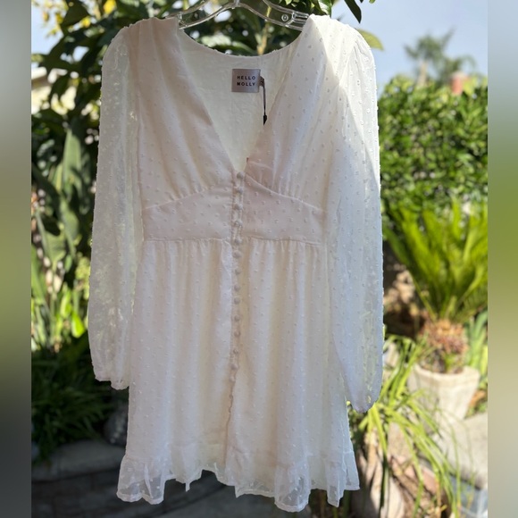 Hello Molly Twin Sister White Sheer Polka Dot Layered Fabric Mini Dress Size 2 - Picture 4 of 10